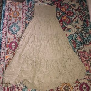Tan Michael Kors maxi dress smocked hippie boho